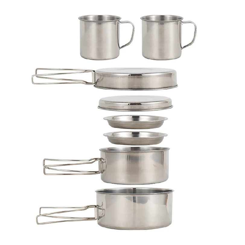 Camping Cooking Pots And Pans Set - Ensemble de 8 ustensiles de cuisine