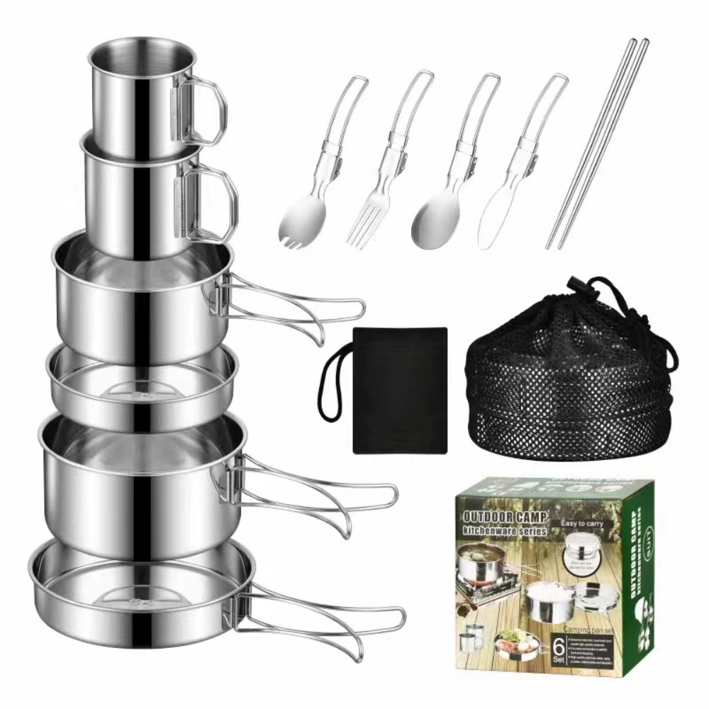 Camping Cooking Pots And Pans Set - 12 pièces ensemble de cuisine de