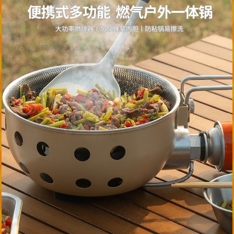 Camping Cooking One Pot - Réchaud à cassette portable d'extérieur tout-en-un,