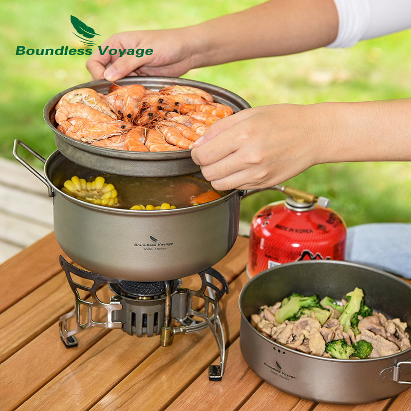 Camping Cooking Pots And Pans Set - Boundless Voyage – marmite à vapeur