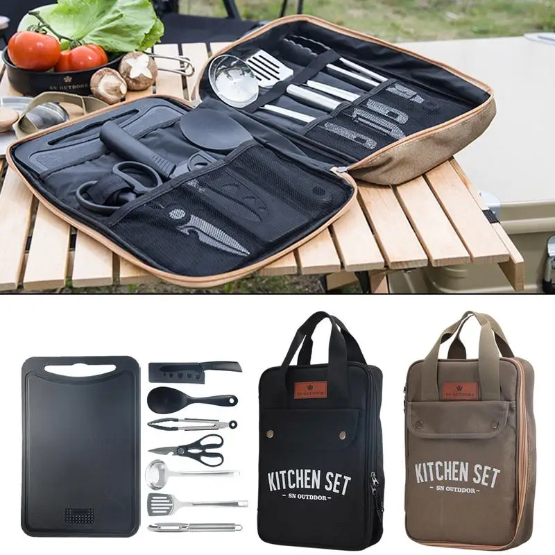 Camping Cooking Set Stainless Steel - Ensemble de 8 ustensiles de cuisine