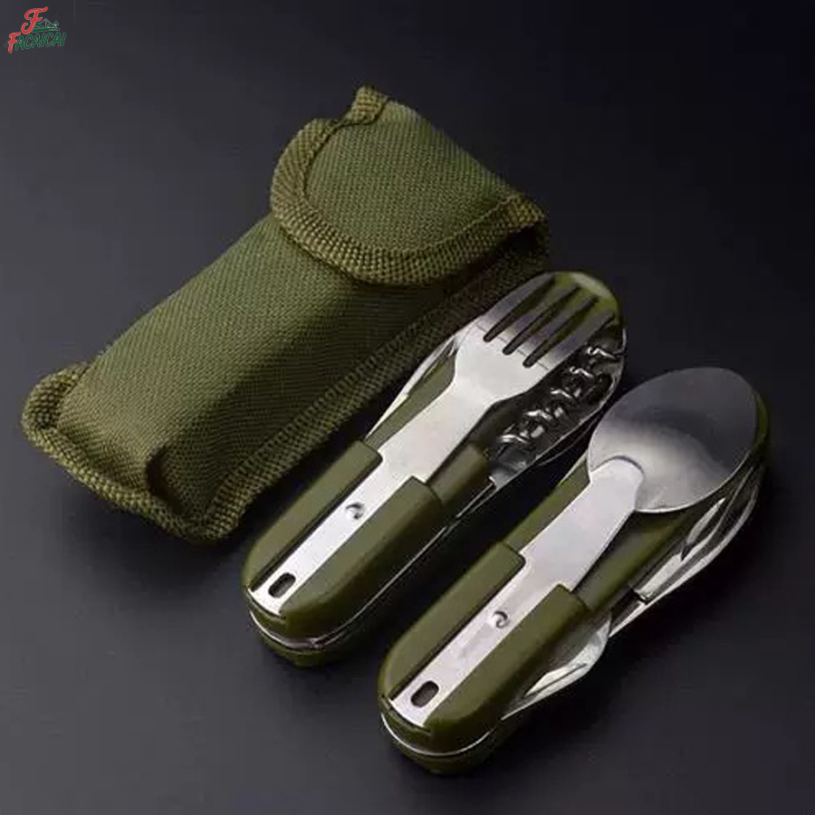 Camping Cooking Set Stainless Steel - Ensemble de voyage 5-en-1 en acier
