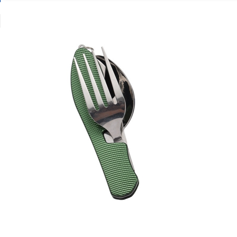 Camping Cooking Set Stainless Steel - Ensemble de couverts pliables en acier