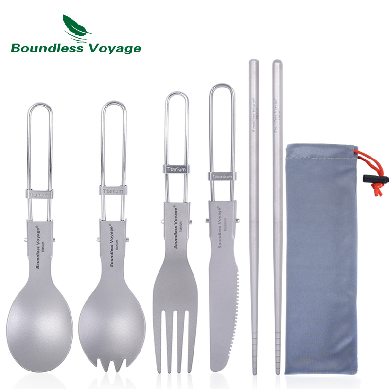 Camping Cooking Set Stainless Steel - Couverts de Camping en titane, Voyage