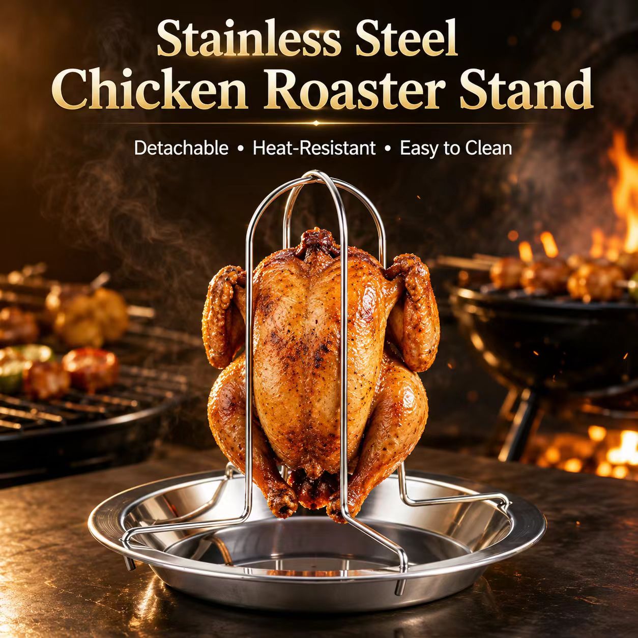 Camping Cooking Bbq - Support de barbecue portable pour poulet