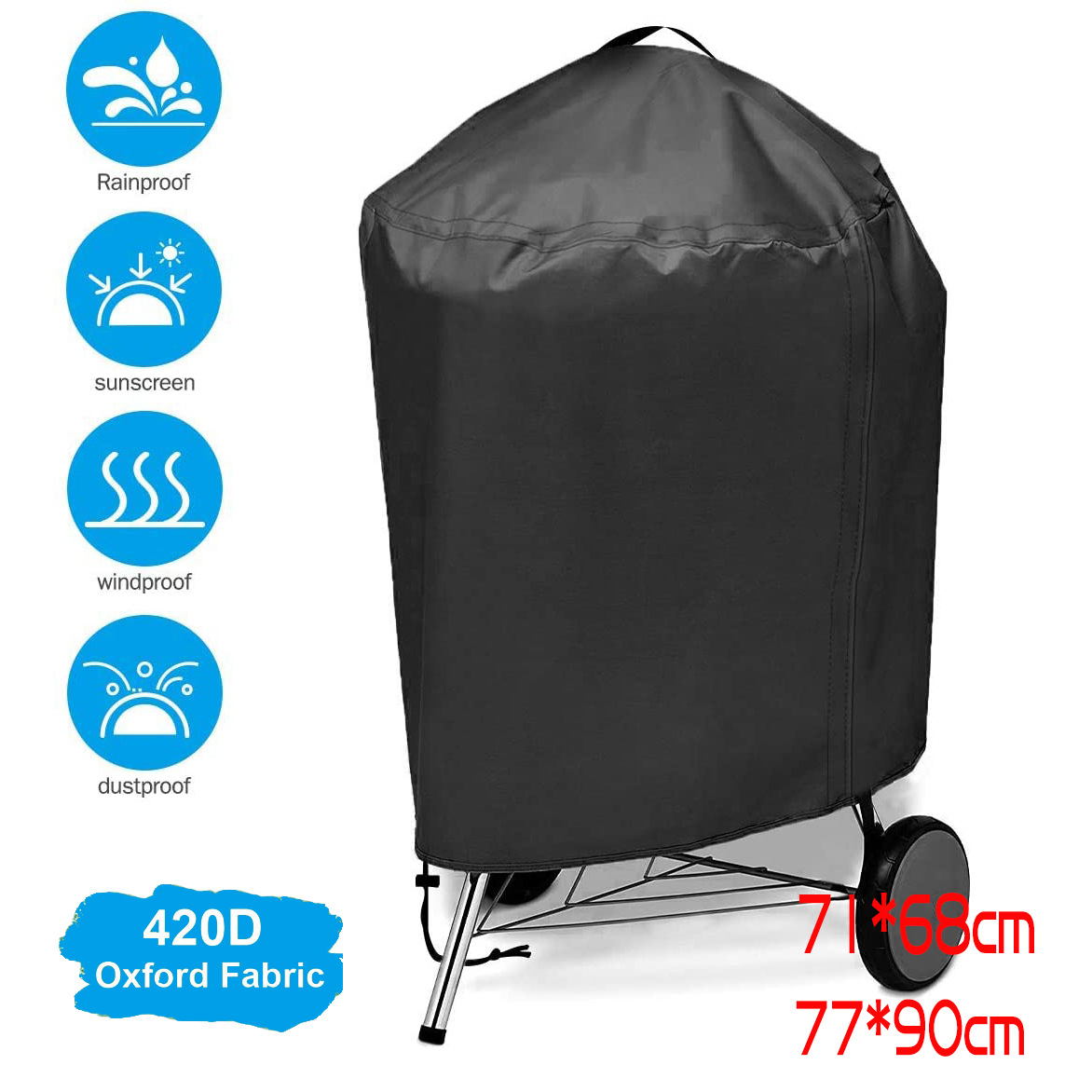 Camping Cooking Fire Pit - Couverture de gril d'extérieur 210D, ronde