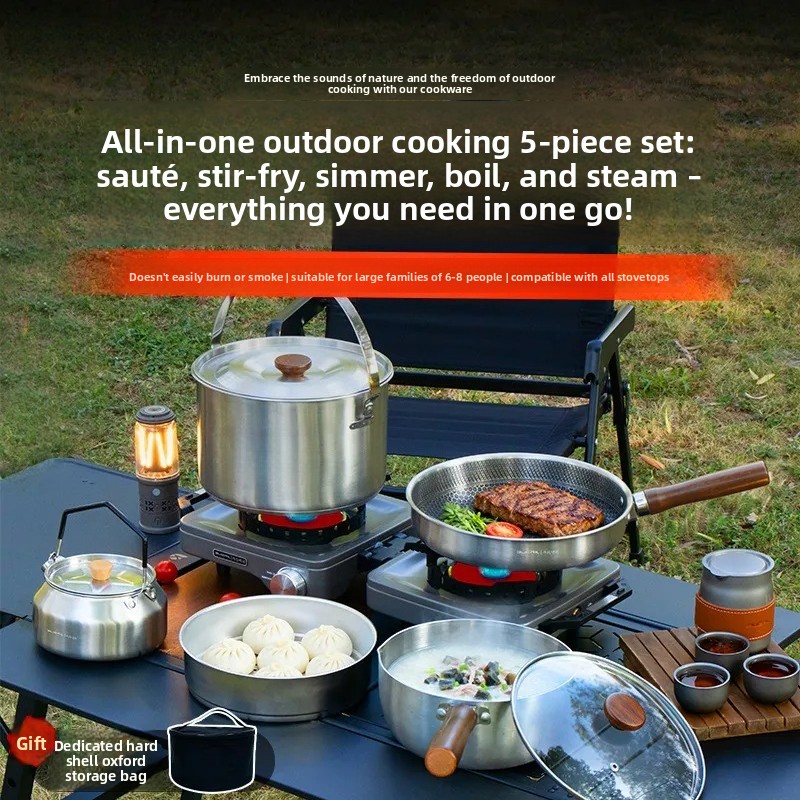 Camping Cooking Pots And Pans Set - Ensemble de cuisine de camping portable,