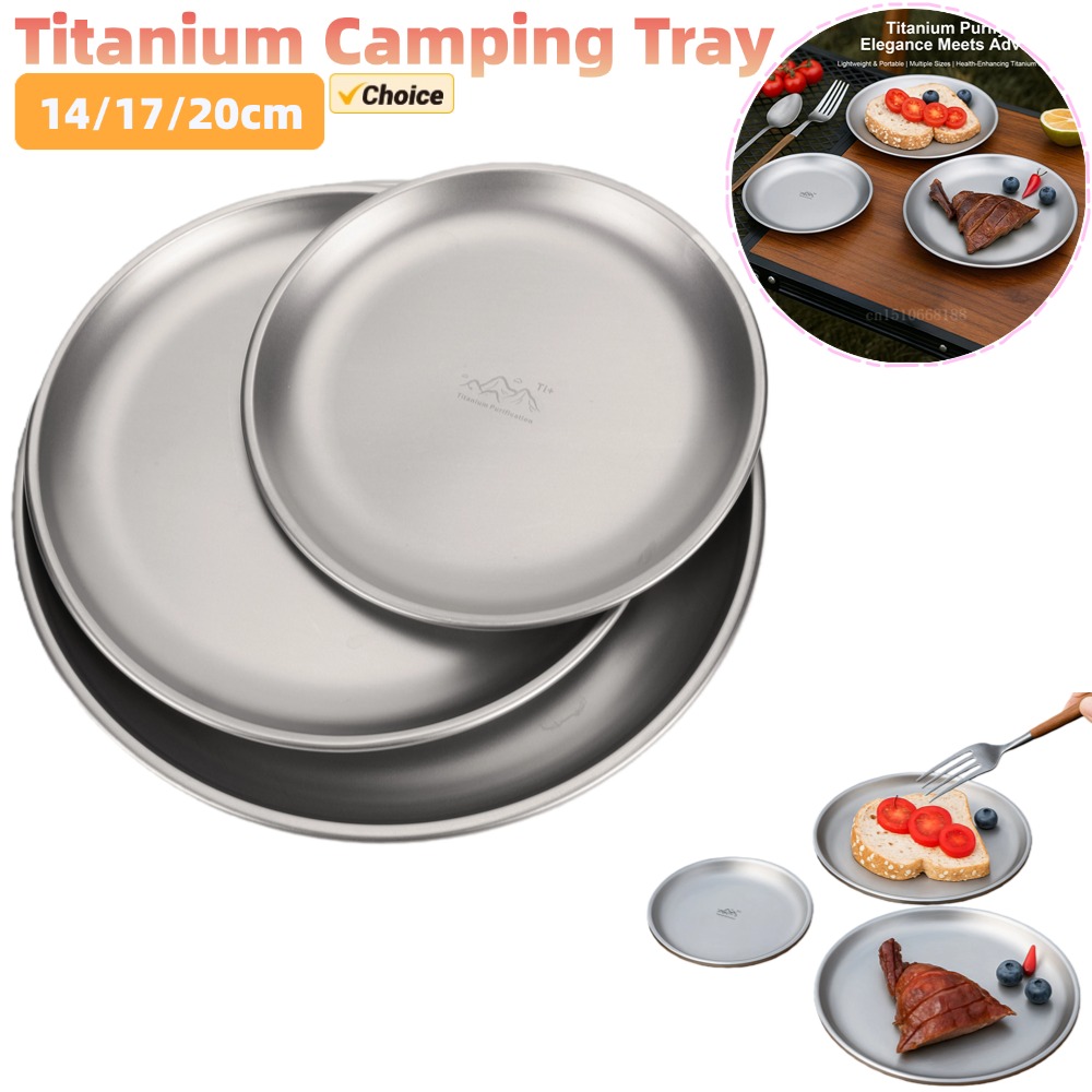 Camping Cooking Set Stainless Steel - Assiette de Camping en titane 14/17/20cm,