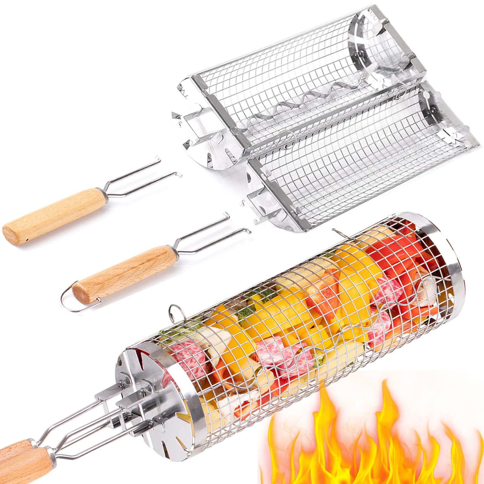 Camping Cooking Handle - BUYYES – panier à gril roulant,