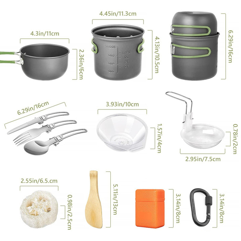 Kit de cuisine de camping, ens - Camping Cooking Pots And Pans Set avis et prix