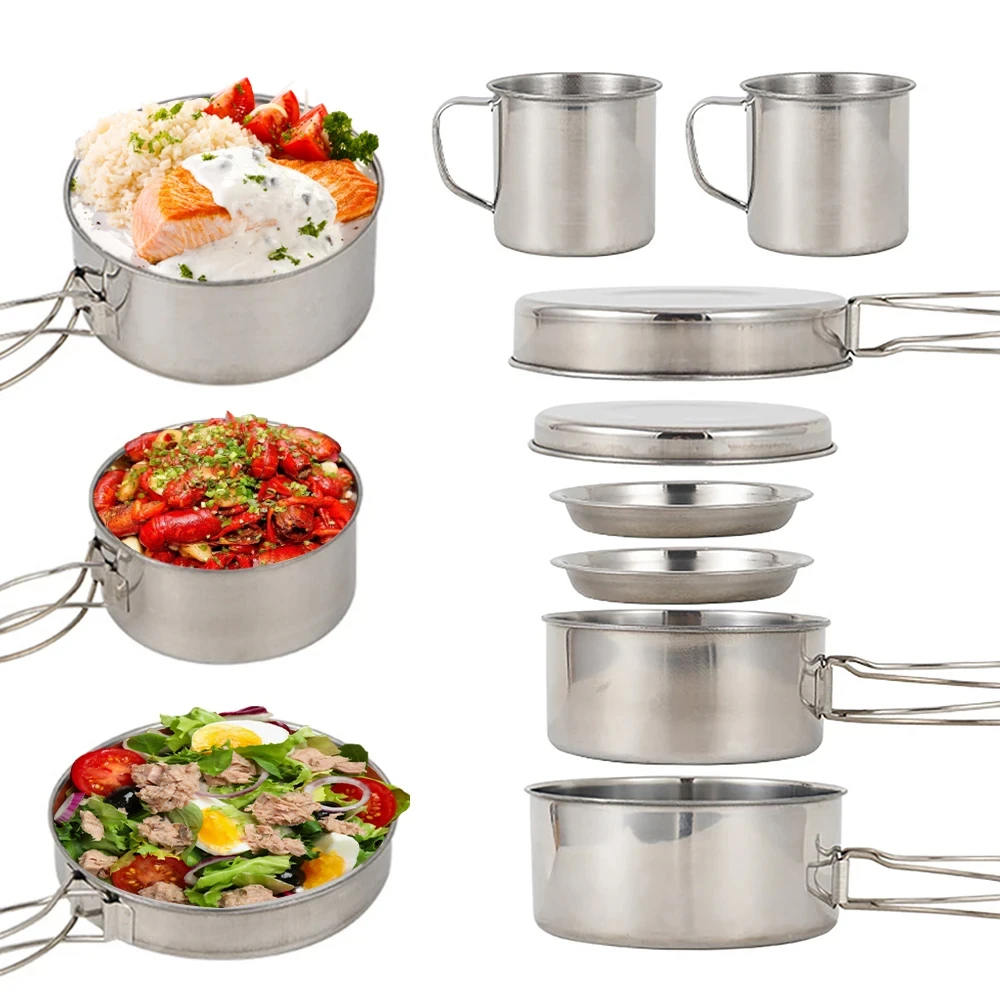 8 pièces/ensemble ustensiles d - Camping Cooking Pots And Pans Set avis et prix