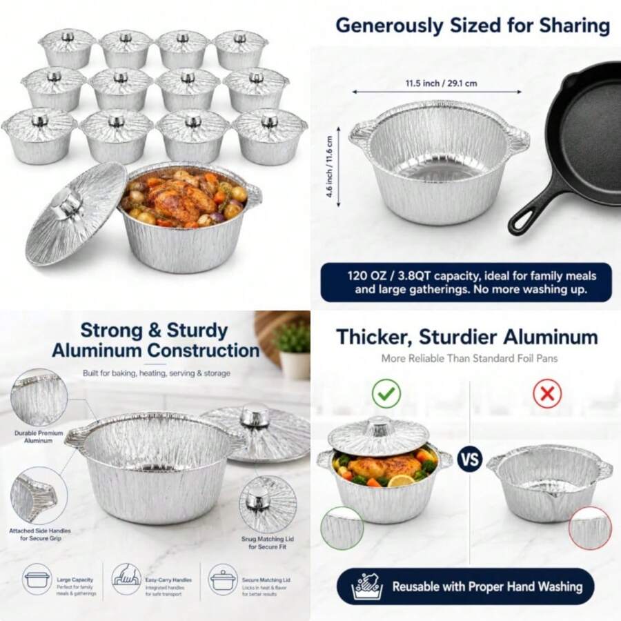 Lot de 12 casseroles jetables  - Camping Cooking Pot With Lid avis et prix