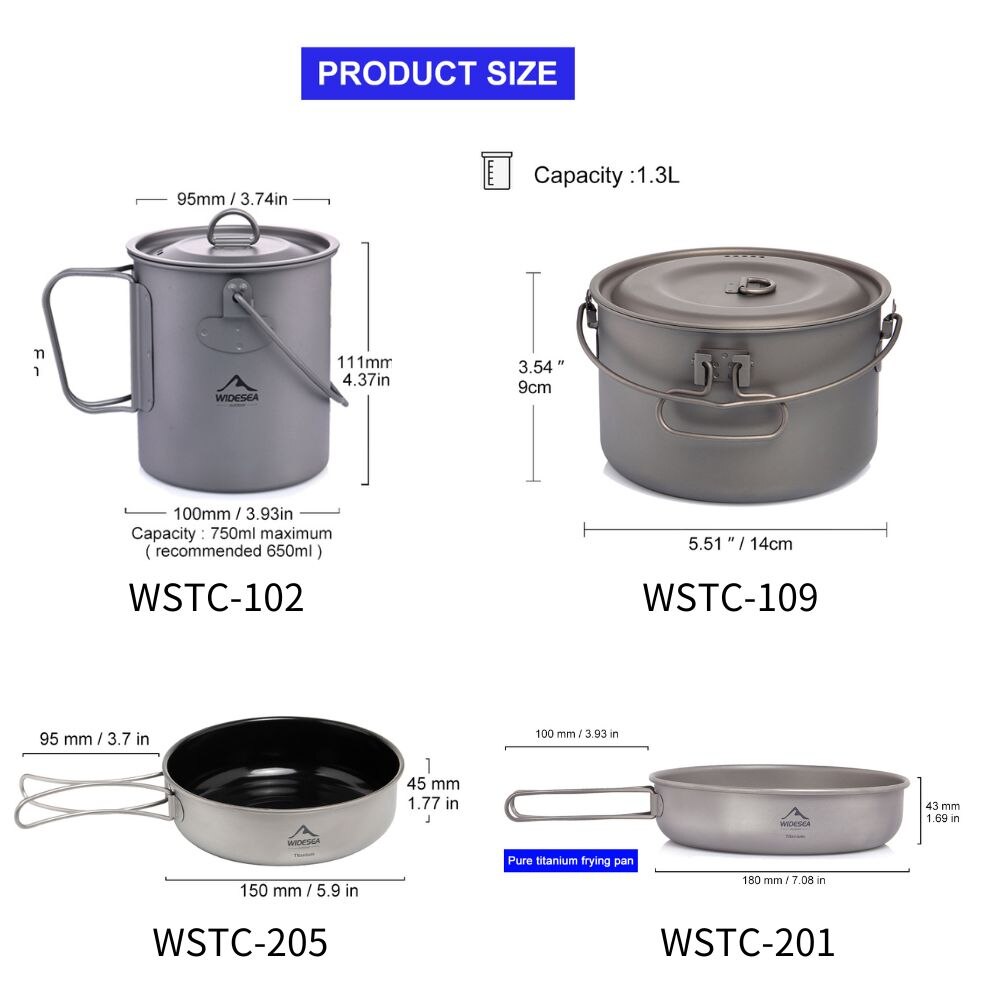 ESEA-Batterie de cuisine en ti - Camping Cooking Pots And Pans Set avis et prix