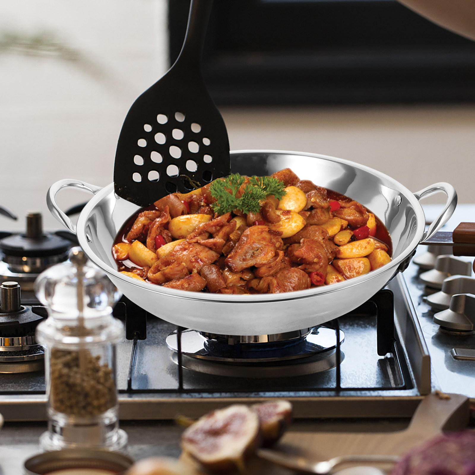 Wok en acier inoxydable à doub - Camping Cooking Handle avis et prix