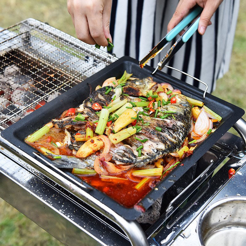 Poêle à griller carrée épaisse - Camping Cooking Tray avis et prix