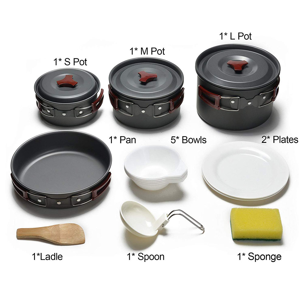 Kit de batterie de cuisine de  - Camping Cooking Pots And Pans Set avis et prix