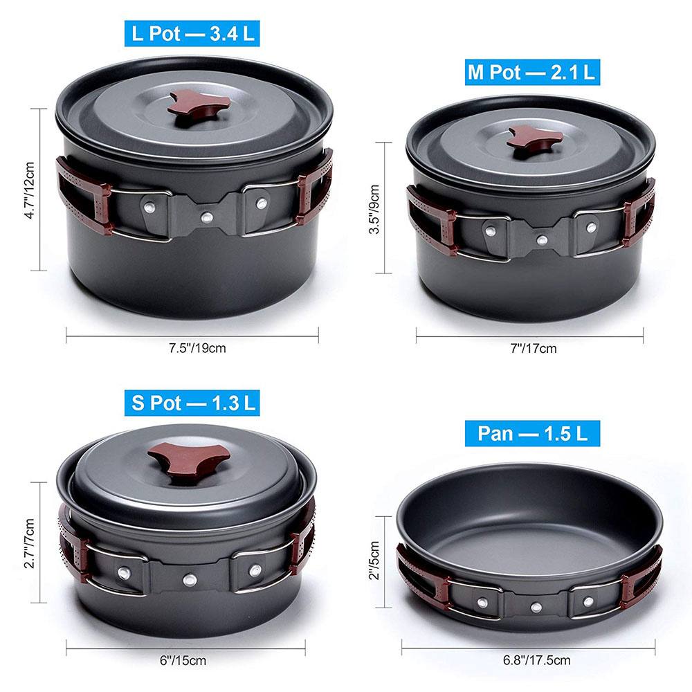 Kit de batterie de cuisine de  - Camping Cooking Pots And Pans Set avis et prix